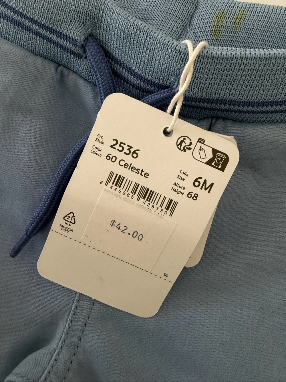Mayoral Baby Light Blue Jogger Pants Size 6 Months NWT